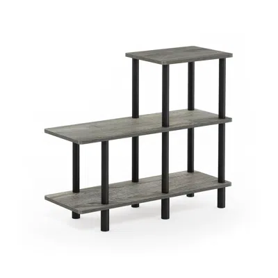 Furinno Turn-n-tube 3-tier Cube Ladder Shelf, French Oak Grey/black