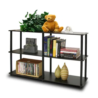 Furinno Turn-n-tube 3-tier Double Size Storage Display Rack, Espresso/black