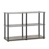 Furinno Turn-n-tube 3-tier Double Size Storage Display Rack, French Oak Grey/black