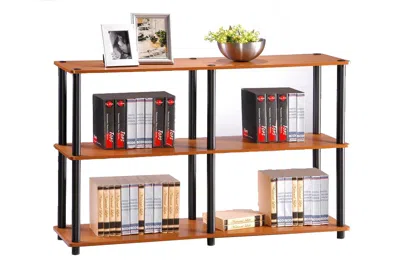 Furinno Turn-n-tube 3-tier Double Size Storage Display Rack, Light Cherry/black In Brown