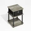 Furinno Turn-n-tube 3-tier End Table With Storage Bin, Grey Oak/black/black In Multi
