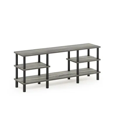 Furinno Turn-n-tube 3-tier Multipurpose Wide Shelf, French Oak Grey/black In Gray