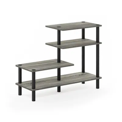Furinno Turn-n-tube 3-tier Side Display Rack, French Oak Grey/black