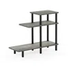 Furinno Turn-n-tube 3-tier Sofa Side Table, French Oak Grey/black