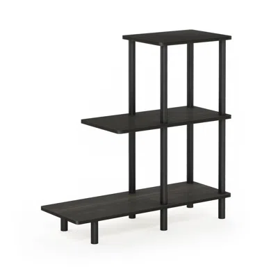Furinno Turn-n-tube 3-tier Sofa Side Table Tall, Espresso/black