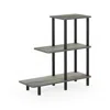 Furinno Turn-n-tube 3-tier Sofa Side Table Tall, French Oak Grey/black