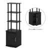 Furinno Turn-n-tube 3-tier Tall Tv Entertainment Side Table Display Rack With Storage Cabinet, Blackwood/bla