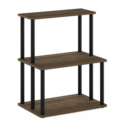 Furinno Turn-n-tube 3-tier Toolless Kitchen Storage Shelf, Columbia Walnut/black In Brown