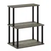 Furinno Turn-n-tube 3-tier Toolless Kitchen Storage Shelf, French Oak Grey/black