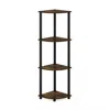 Furinno Turn-n-tube 4-tier Corner Display Rack Multipurpose Shelving Unit, Amber Pine/black
