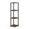 Furinno Turn-n-tube 4-tier Corner Display Rack Multipurpose Shelving Unit, Columbia Walnut/black