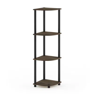Furinno Turn-n-tube 4-tier Corner Display Rack Multipurpose Shelving Unit, Columbia Walnut/black In Brown