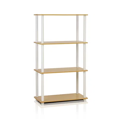 Furinno Turn-n-tube 4-tier Multipurpose Shelf Display Rack, Beech/white,