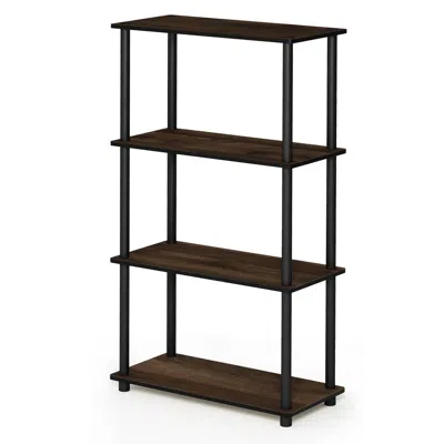 Furinno Turn-n-tube 4-tier Multipurpose Shelf Display Rack, Columbia Walnut/black, 99557cwn/bk In Brown