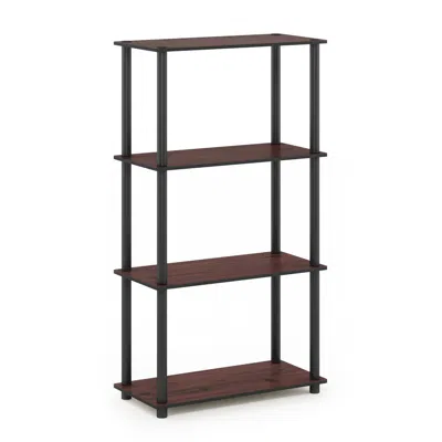 Furinno Turn-n-tube 4-tier Multipurpose Shelf Display Rack, Dark Cherry/black In Brown