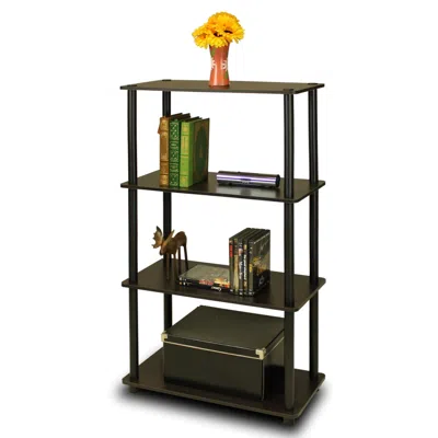 Furinno Turn-n-tube 4-tier Multipurpose Shelf Display Rack, Espresso/black