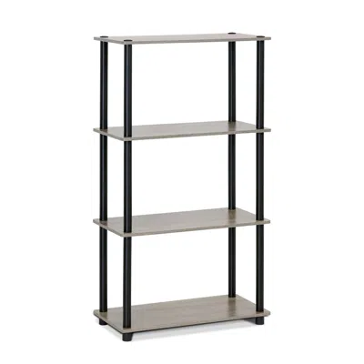 Furinno Turn-n-tube 4-tier Multipurpose Shelf Display Rack, French Oak Grey/black
