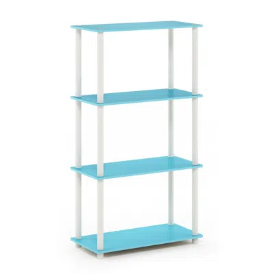 Furinno Turn-n-tube 4-tier Multipurpose Shelf Display Rack, Light Blue/white