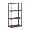 Furinno Turn-n-tube 4-tier Multipurpose Shelf Display Rack With Classic Tubes, Dark Cherry/black