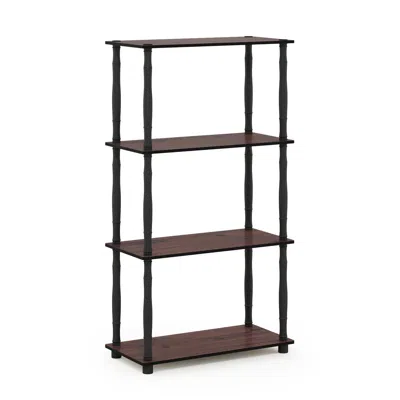 Furinno Turn-n-tube 4-tier Multipurpose Shelf Display Rack With Classic Tubes, Dark Cherry/black In Brown