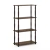 Furinno Turn-n-tube 4-tier Multipurpose Shelf Display Rack With Classic Tubes, Walnut/brown