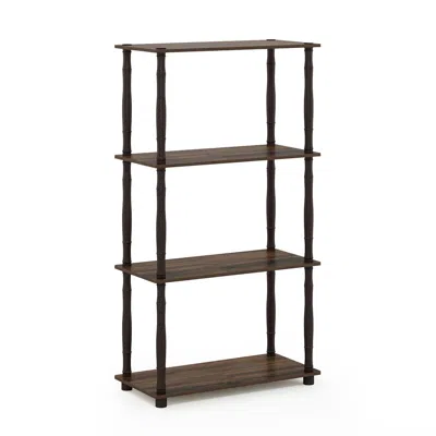 Furinno Turn-n-tube 4-tier Multipurpose Shelf Display Rack With Classic Tubes, Walnut/brown