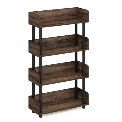 Furinno Turn-n-tube 4-tier Toolless Freestanding Multipurposes Display Rack In Brown