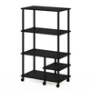 Furinno Turn-n-tube 4-tier Toolless Kitchen Storage Shelf Cart, Americano/black