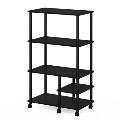 Furinno Turn-n-tube 4-tier Toolless Kitchen Storage Shelf Cart, Americano/black