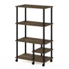 Furinno Turn-n-tube 4-tier Toolless Kitchen Storage Shelf Cart, Columbia Walnut/black