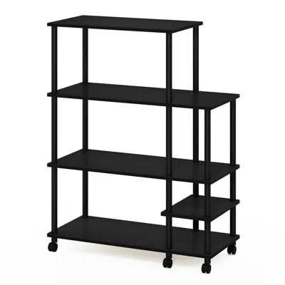 Furinno Turn-n-tube 4-tier Toolless Kitchen Wide Storage Shelf Cart, Americano/black