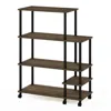 Furinno Turn-n-tube 4-tier Toolless Kitchen Wide Storage Shelf Cart, Columbia Walnut/black