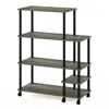 Furinno Turn-n-tube 4-tier Toolless Kitchen Wide Storage Shelf Cart, French Oak Grey/black
