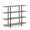 FURINNO TURN-N-TUBE 4-TIER WIDE DISPLAY SHELF, FRENCH OAK GREY/BLACK
