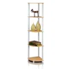 FURINNO TURN-N-TUBE 5 TIER CORNER DISPLAY RACK MULTIPURPOSE SHELVING UNIT, BEECH/WHITE