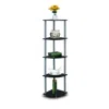 Furinno Turn-n-tube 5 Tier Corner Display Rack Multipurpose Shelving Unit, Black/grey