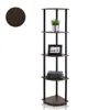 Furinno Turn-n-tube 5 Tier Corner Display Rack Multipurpose Shelving Unit, Dark Brown Grain/black