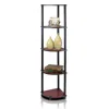 Furinno Turn-n-tube 5 Tier Corner Display Rack Multipurpose Shelving Unit, Dark Cherry/black