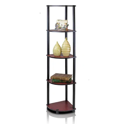 Furinno Turn-n-tube 5 Tier Corner Display Rack Multipurpose Shelving Unit, Dark Cherry/black