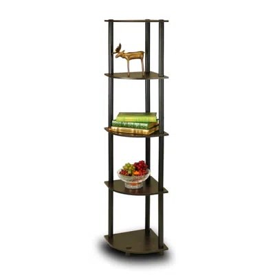 Furinno Turn-n-tube 5 Tier Corner Display Rack Multipurpose Shelving Unit, Espresso/black