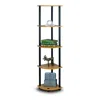 Furinno Turn-n-tube 5 Tier Corner Display Rack Multipurpose Shelving Unit, Light Cherry/black