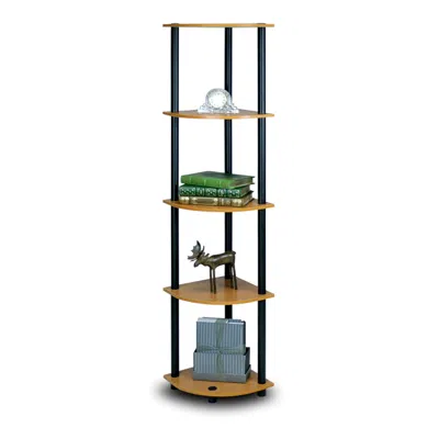 Furinno Turn-n-tube 5 Tier Corner Display Rack Multipurpose Shelving Unit, Light Cherry/black In Brown