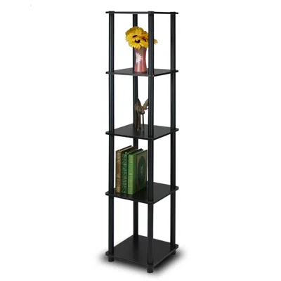 Furinno Turn-n-tube 5-tier Corner Square Rack Display Shelf, Espresso/black