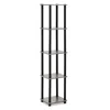 Furinno Turn-n-tube 5-tier Corner Square Rack Display Shelf, French Oak Grey/black