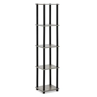 Furinno Turn-n-tube 5-tier Corner Square Rack Display Shelf, French Oak Grey/black