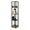 Furinno Turn-n-tube 5-tier Corner Square Rack Display Shelf, Light Cherry/black
