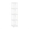 Furinno Turn-n-tube 5-tier Corner Square Rack Display Shelf, White/white