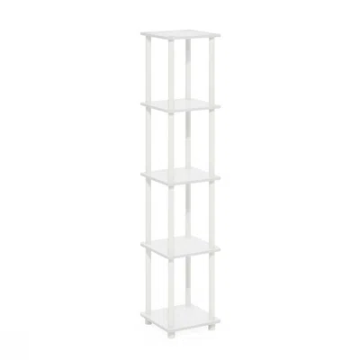 Furinno Turn-n-tube 5-tier Corner Square Rack Display Shelf, White/white