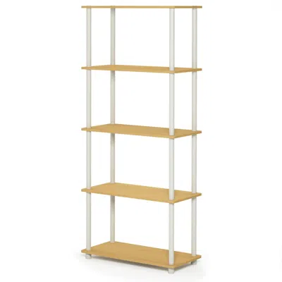Furinno Turn-n-tube 5-tier Multipurpose Shelf Display Rack, Beech/white, 17091be/wh In Brown