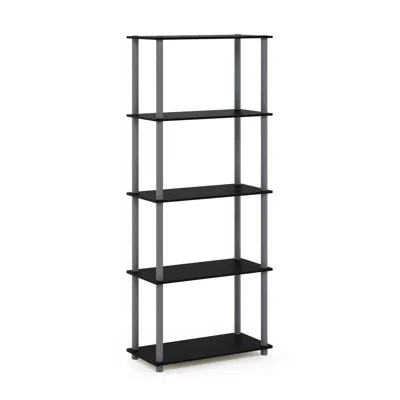 Furinno Turn-n-tube 5-tier Multipurpose Shelf Display Rack, Black/grey